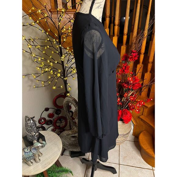 XOXO Women’s Chiffon Fit Flare Zip Black Evening Cocktail Dress Size S - Picture 7 of 13